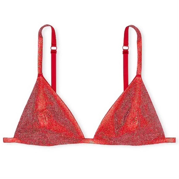 Victoria’s Secret Small Lipstick Red Very Sexy Shine Triangle Bralette - Picture 1 of 5